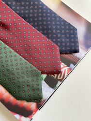 Small Paisley Printed Silk Tie - Green