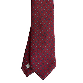 Small Paisley Printed Silk Tie - Burgundy