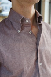 Enfärgad Skjorta i Borstad Bomull - Button Down - Brun