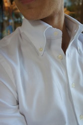 Enfärgad Skjorta i Borstad Bomull - Button Down - Vit