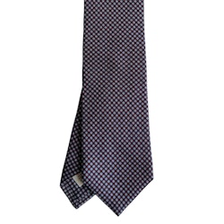 Micro Printed Silk Tie - Burgundy/Light Blue