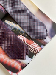 Micro Printed Silk Tie - Burgundy/Light Blue