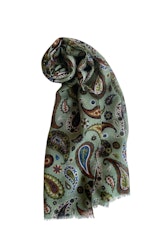 Paisley Printed Wool Scarf - Light Green