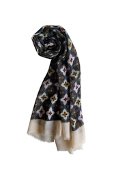 Medallion Printed Wool Scarf - Cream