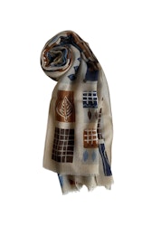 Multi Printed Wool Scarf - Oatmeal