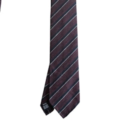 Regimental Shantung Tie - Untipped - Dark Burgundy/Navy Blue/White