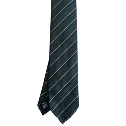 Regimental Shantung Tie - Untipped - Dark Green/Navy Blue/White