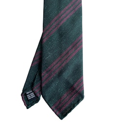 Regimental Shantung Tie - Untipped - Green/Burgundy