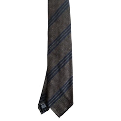 Regimental Shantung Tie - Untipped - Brown/Navy Blue