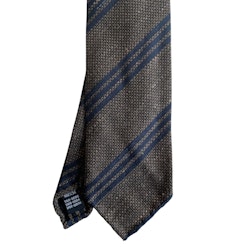 Regimental Shantung Tie - Untipped - Brown/Navy Blue