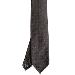 Polka Dot Shantung Tie - Untipped - Brown/Burgundy