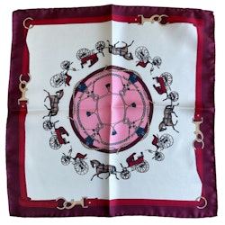 Wagon Silk Pocket Square - Burgundy/White/Pink