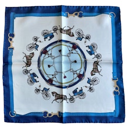 Wagon Silk Pocket Square - Navy Blue/White
