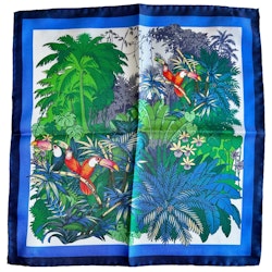 Tucano Family Silk Pocket Square - Navy Blue/Green/White
