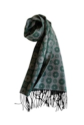 Medallion Wool Scarf - Green/Grey