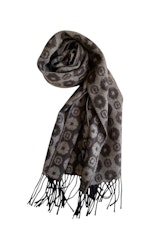 Medallion Wool Scarf - Grey