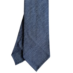 Semi Solid Silk/Wool Tie - Untipped - Mid Navy Blue
