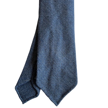 Herringbone Light Wool/Silk Tie - Untipped - Blue