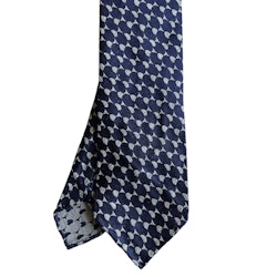 Patterned Silk/Cotton Tie - Untipped - Navy Blue/White