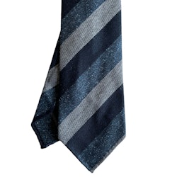 Regimental Wool/Silk Tie - Untipped - Blue/Navy Blue/Grey