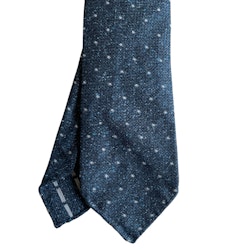 Polka Dot Wool Tie - Untipped - Navy Blue/White