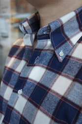 Rutig Flanellskjorta - Button Down - Marinblå/Vit/Mörkröd