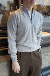Half Zip Merinoull - Ljusgrå