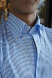 Striped Twill Shirt with Button Down collar - Light Blue/White