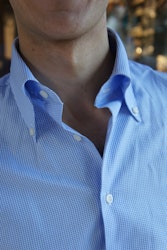 Smårutig Twillskjorta med button down -krage - Ljusblå/Vit