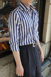 Wide Stripe Poplin Shirt - Navy/White