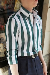 Striped Poplin Shirt - Brown/White