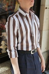 Striped Poplin Shirt - Brown/White