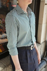 Striped Poplin Shirt - Green/White