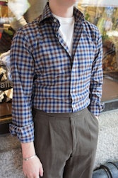 Small check flannel shirt - Grey/Brown/Navy Blue