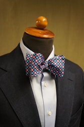 Floral Printed Silk Bow Tie - Navy Blue/Pink/Light Blue