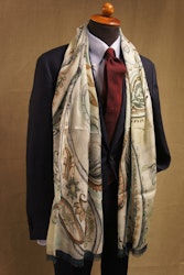 Paisley Cotton/Linen Scarf - Cream White
