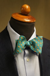 Floral Printed Silk Bow Tie - Mint Green/Rust/Blue