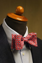 Floral Printed Silk Bow Tie - Bright Red/Blue