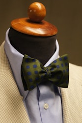 Floral Handprinted Silk Bow Tie - Green/Blue
