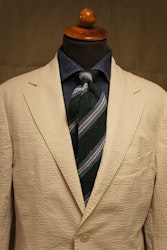 Regimental Shantung Tie - Untipped - Green/Light Blue