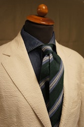 Regimental Shantung Tie - Untipped - Green/Light Blue