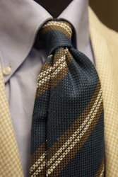Regimental Shantung Tie - Untipped - Light Navy Blue/Brown/Beige