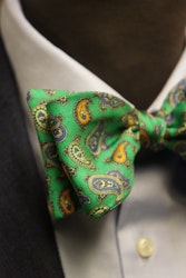 Paisley Printed Silk Bow Tie - Green