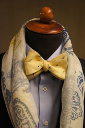 Polka Dot Grenadine Grossa Bow Tie - Yellow/Navy Blue
