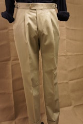 Bomullsbyxor - Hög Midja - Khaki Beige
