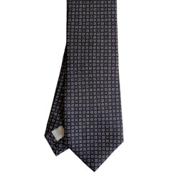 Micro Printed Silk Tie - Navy Blue/Purple