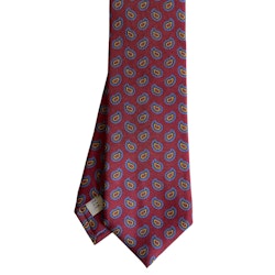 Paisley Printed Silk Tie - Burgundy/Mustard/Light Blue