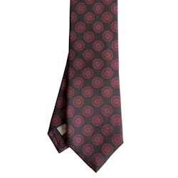 Medallion Printed Silk Tie - Navy Blue/Burgundy