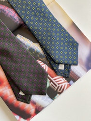 Tilt Printed Silk Tie - Green/Lilac/Navy Blue