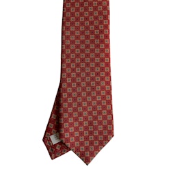 Floral Printed Silk Tie - Red/Orange